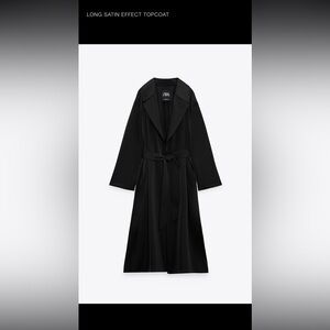 Black Long Satin effect Coat